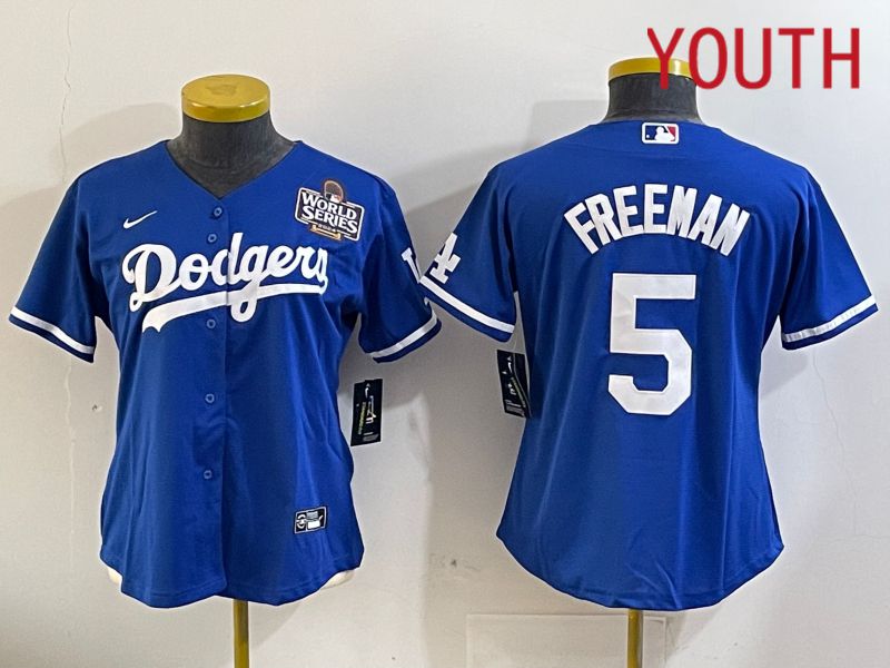 Youth Los Angeles Dodgers #5 Freeman Blue Game 2024 Nike MLB Jersey style 11204
